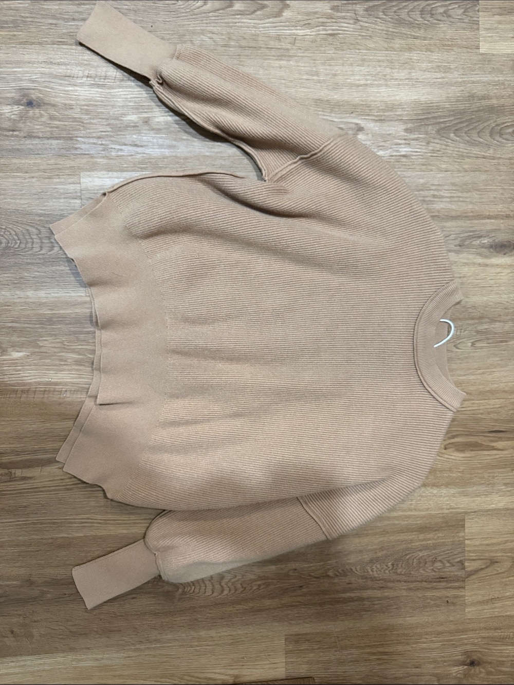 Women’s Crewneck Ribbed Sweater in Light Beige